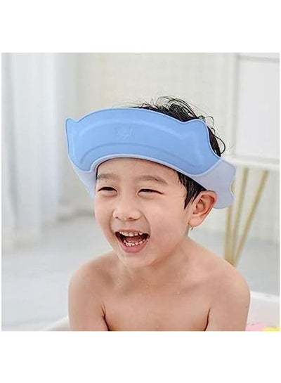 Buy Baby Shower Cap Adjustable Bath Cap Soft Baby Toddler Protective Cap Waterproof Shampoo Cap Bath Cap Protect Infant Eyes Cover Ears (Blue) in Egypt