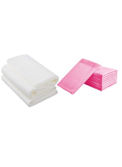 Buy Combo Pack Diposable Changing Mat 10Pcs With Disposable Towel Pack Of 3 Pink in UAE