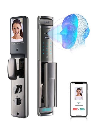 Buy Smart Door Lock Face Recognition Biometric Fingerprint Digital Password Card in UAE