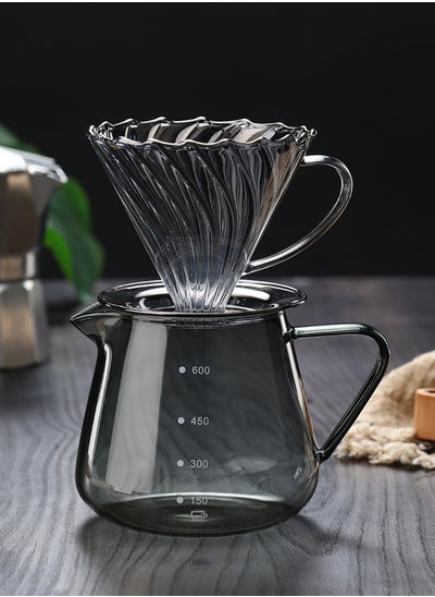 Buy V60 Coffee Maker  Set of 2 Pour Over Drip Brew Machine, 650ML Glass Carafe Coffee Server and Size 02 Glass Coffee Dripper Filter(1-4CUPS) in Saudi Arabia