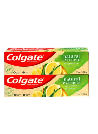 Buy Colgate Natural Extracts Ultimate Fresh with Lemon and Aloe Vera Toothpaste 75ml Pack of 2 in UAE
