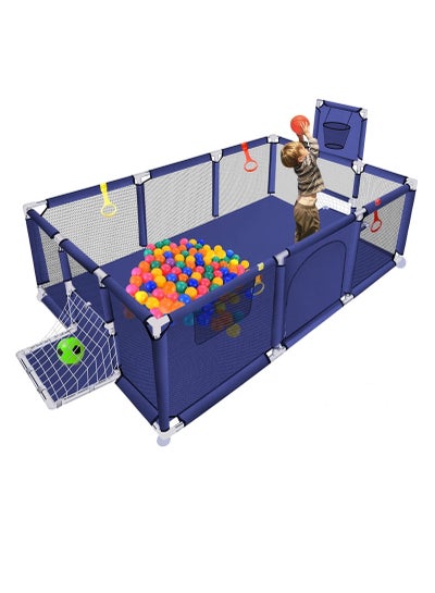 Buy Baby Playpen, Playpen for Babies and Toddlers with Anti-Slip Suckers, Indoor & Outdoor Play Yard for Baby Activity Center, Infant Safety Gates with Breathable Mesh, Large Anti-Fall Playpen（Blue) in Saudi Arabia