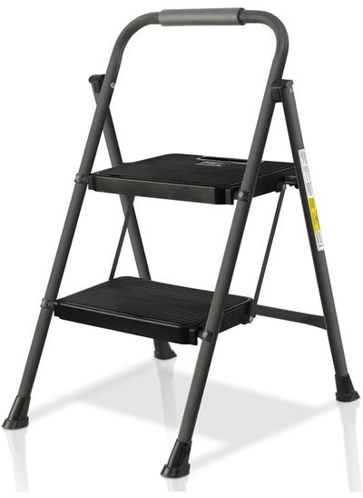 Buy Portable folding 2 step ladder with extra wide anti-slip heavy duty steel pedal with hand grip in Saudi Arabia