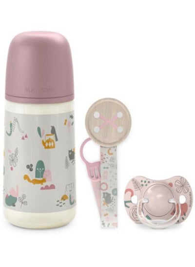 Buy Suavinex Set 270 Soother Phy 6/18 Clip Walk, Pink L3 in Saudi Arabia