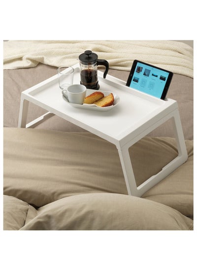 اشتري Foldable Bed Tray Foldable Lap Desk Stand Multifunction Lap Tablet with Slot Bed Tray Laptop Desk for Eating Breakfast Reading Working Watching Movie on Bed Couch Sofa Floor - White في السعودية