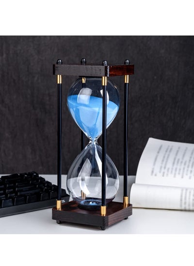 اشتري Hourglass Timer, 60 Minutes Sand Timer Vintage Wooden Men's Ladies Quiet Clock for Home Office Kitchen Wedding Decor Ornaments Blue في السعودية