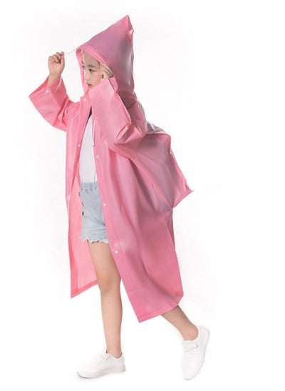 اشتري Raincoat for Kids, Boys and Girls Hooded Poncho Can Carry School Bags Large Raincoat Reusable Poncho Jacket Applicable Height 1.1-1.5M Kids(Pink) في السعودية