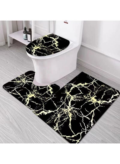 Buy 3 PCS Set Of Non Slip Bathroom Rug Made With Soft Material  Which Fit Around Most Toilets With Beautiful Design. in UAE