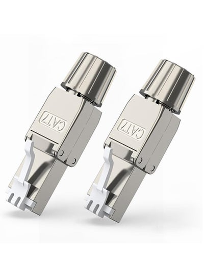 اشتري RJ45 Cat7 Connectors, Tool-Free Reusable Shielded Ethernet Termination Plugs for 23AWG SFTP UTP Cable, 10G Easy Internet Plug, Fast Field Installation (2 Pack) في السعودية