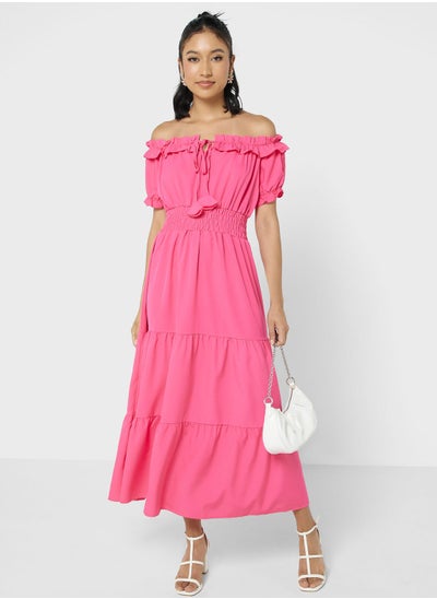 Buy Off Shoulder Tiered Maxi Dress in Saudi Arabia