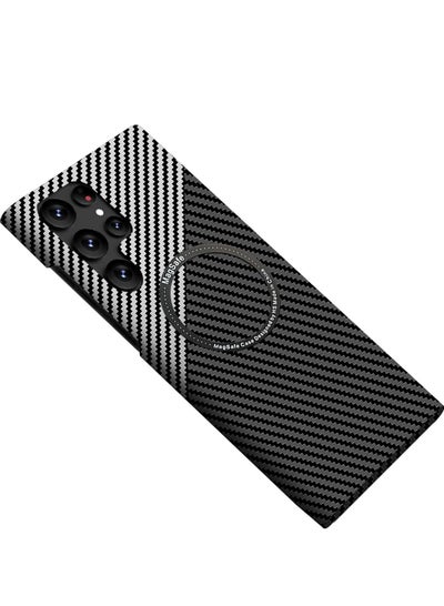Buy Samsung Galaxy S24 Ultra Case for Compatible with Mag-safe, Ultra Slim S24 Ultra Carbon Fiber Texture Case, Galaxy S24 Ultra 5G Thin Hard PC Magnetic Protective Case (S24 Ultra, Black Silver) in Saudi Arabia