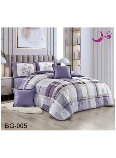 Buy Summer single comforter set, comfortable and soft royal bedspread, 4 pieces, two sides, one berber side and one plain side in Saudi Arabia