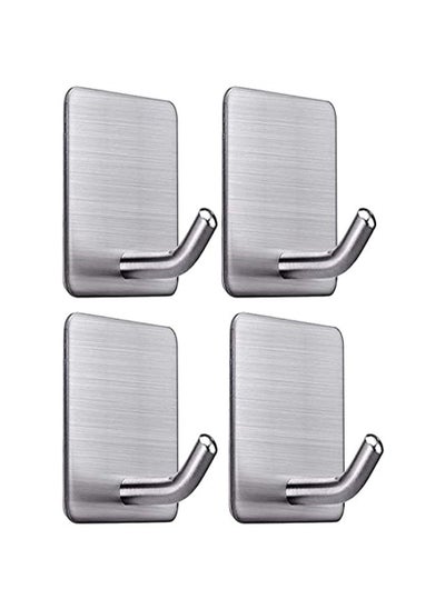 اشتري Adhesive Hooks Heavy Duty Wall Hooks Waterproof Stainless Steel Strong Hooks for Hanging Coat, Hat,Towel, Robe Hook Rack Wall Mount Bathroom Bedroom Kitchen Home 4 Packs Silver في الامارات