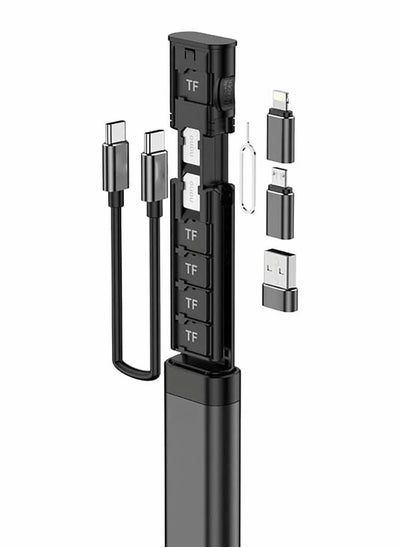 Buy Micro SD Card Reader, Multifunctional Compact Cable USB 9 Storage, 6 Adaptor Combinations, with Phone Holder, Removal Pin, Lanyard, for Travel Charging PC in UAE