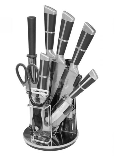 اشتري Dessini 9pcs kitchen knife set wih Acrylic block Black/silver في الامارات