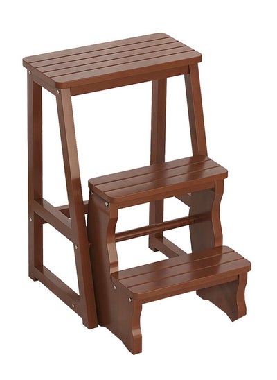 Buy 3 Layer Multifunctional Wooden Folding Ladder Stool  for Indoor Use in UAE