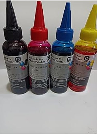 اشتري 4 x 100ml Universal Ink Refills for Epson Canon HP Brother Lexmark Dell Kodak Inkjet Printer CES (4 Colors) في مصر