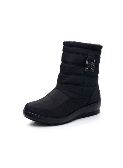 Buy Women's Winter Waterproof Cow Tendon Bottom With Plush Insulation Cotton Boots Black in UAE