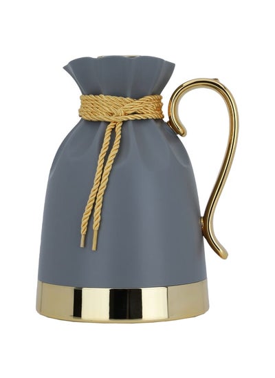 Buy Balqis thermos, dark gray and gold, 1 liter in Saudi Arabia