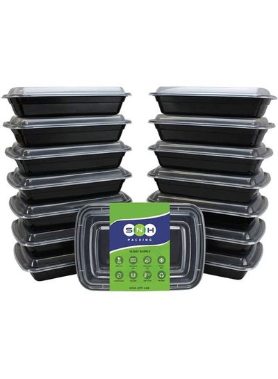 Buy Microwave Container Black with Lids, 1 Compartment Plastic Food Storage Containers, Reusable Lunch Boxes, BPA Free, Stackable, Microwave Safe, Dishwasher Safe, Freezer Safe - 12 Pieces. in UAE