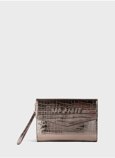 Buy Crocey Croc Detail Debossed Envelope Pouch in UAE