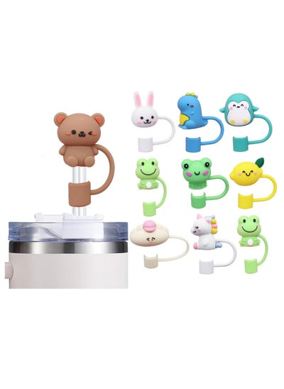 Buy ECVV 10Pcs Straw Cover Cap for Stanley Cup Cute Animal Shape Silicone Straw Lids, Reusable Dust-Proof Straw Topper for Stanley Tumbler Accessories, 10mm in Saudi Arabia