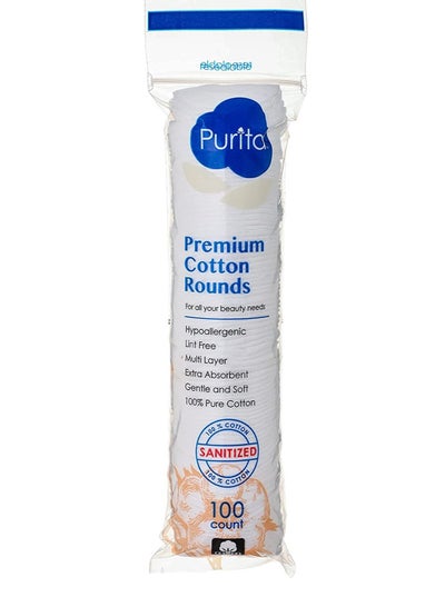 Buy Purita Premium Multipurpose Rounded Cotton Pads Pack Of 100 Pcs in Egypt