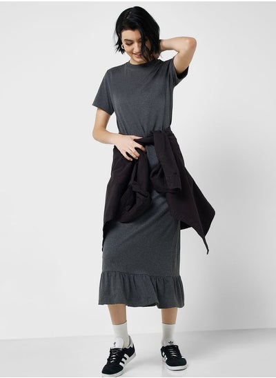 Buy Midi T-shirt Dress with Frill Hem in UAE