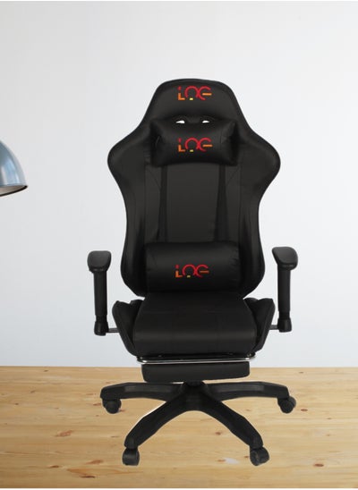 Buy Gaming Chair Office Chair with Footrest Racing Ergonomic Chair Leather Reclining Video Game Chair Adjustable Armrest High Back Gamer Chair with Headrest and Lumbar Support Black - Log Electronics in Saudi Arabia