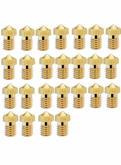 Buy Printer Nozzle AE 25 PCS 3D, 0.2/0.4/0.6/0.8/1.0 mm Hardened Steel for ABS/PLA 3D Makerbot Creality CR-10 (Gold) in UAE