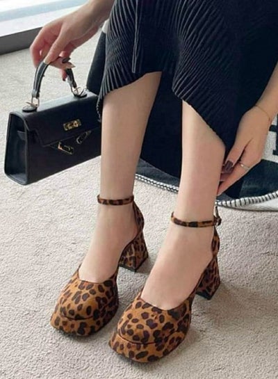 Buy Sandal Heels Cloth Plush H-9 - Tiger in Egypt