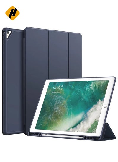 Buy IPad Pro 12.9 2017 /2015 with Apple Pencil Holder Slim Lightweight Smart Shell Stand Cover Case with Auto Wake Sleep Fit Apple iPad Pro 12.9 inch Tablet 1st  2nd Blue in UAE