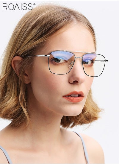 Buy Blue Light Blocking Glasses Blue Light Filter Computer Reading Gaming TV Phones Oversized Eyeglasses Fashion Anti Eyestrain Headache Eyewear for Women Men Black Silver in Saudi Arabia