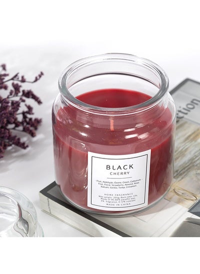 اشتري Hue Black Cherry Jar Candle, Red - 450g في الامارات