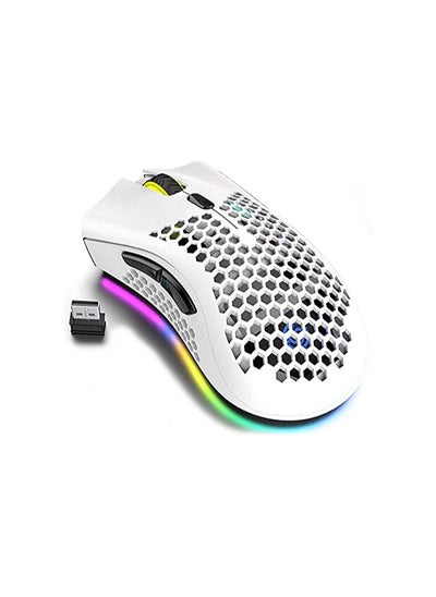 Buy Wireless Gaming Mouse, Computer Mouse with Honeycomb Shell, 6 Programmed Buttons, 3 Adjustable DPI, Silent Click, USB Receiver, Ergonomic RGB Optical Gamer Mice Mouse for Laptop PC Mac (White) in UAE