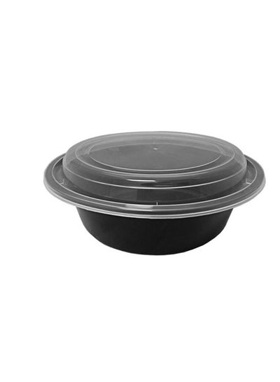 Buy Microwave Container Black Round With Lid 32 Ounces Pack of 24 Pieces. in UAE