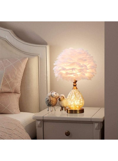 Buy Feather Lamp Table Decorative LED Lamp White 35x45 in UAE