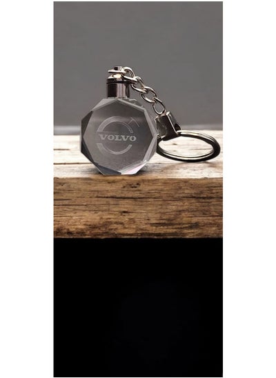 Buy Volvo 3D Glass lighting Logo Car Key Chain Ring in Egypt