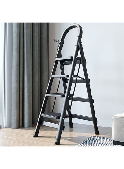Buy Thickened Step Folding Ladder With Safety Lock 150Kg Loading Capacity Multi Purpose Portable Iron Step Stool For Home Kitchen Garden Office Warehouse in UAE