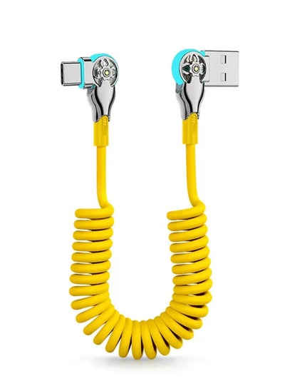 اشتري 66W 6A Type C Super Fast Charging Rotating Spring Expansion Data Cable, Portable Stretch Charging Cable, Compatible with Android في الامارات