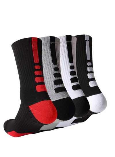 Buy Basketball Socks for Men Running Training Boys Compression Cotton Sock Men's Athletic Crew Socks Performance Thick Cushioned Sport Lightweight and Breathable 4 Pairs in UAE