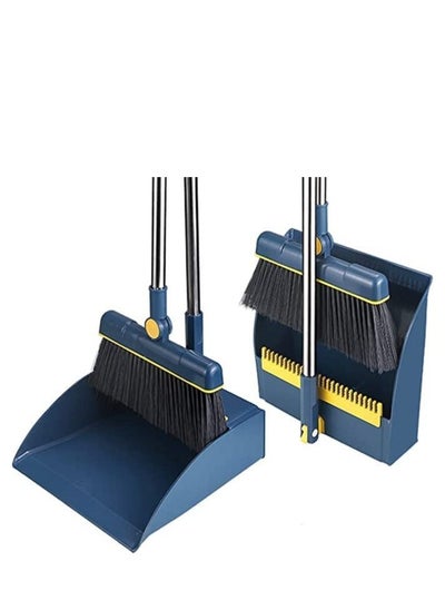 Buy Dustpan Set Stand Up Broom Cleaning Brush Sweeping Broom Long Handled Floor Cleaning Broom For Home Office in UAE