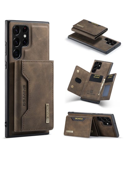 Buy Protector for Samsung Galaxy S22 Ultra Wallet Case 2 in 1 Detachable Leather Wallet Back Cover Magnetic Wallet Protective Guard Shell with Stand Card Holder Brown in Saudi Arabia