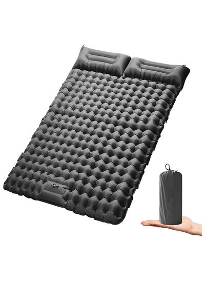 Buy Double Sleeping Pad for Camping Inflatable 2 Person Sleeping Mat with Built-in Pump, Foot Press Ultralight Extra Thick Camping Mat with Pillow for Backpacking, Traveling, Hiking, Durable & Waterproof in UAE