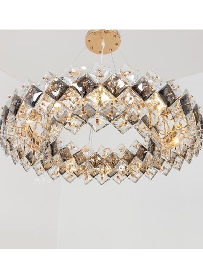 Buy Modern crystal chandelier from Youcandle, luxurious circular ceiling lighting, large chandelier 80 cm wide, suitable for reception halls, bedrooms, salons, works with E14 type bulbs in Saudi Arabia