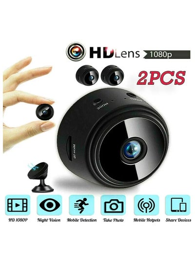 Buy 2 PCS Mini Wireless WiFi Camera, Camera with Audio and Video Live Feed, with Cell Phone App Wireless Recording,1080P HD Hidden Spy Cameras with Night Vision, Tiny Cameras for Indoor/ Outdoor in Saudi Arabia