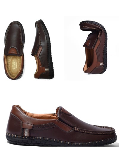 Buy Brown Casual Leather Shoes - Comfortable And Flexible Medical Sole in Egypt