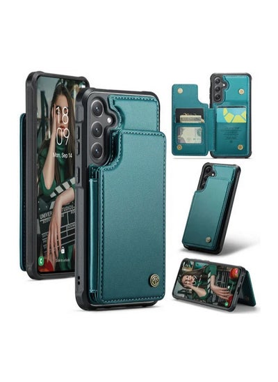 Buy Wallet Case for Samsung Galaxy S24 , Premium Handmade Durable PU Leather Slim Shockproof Case with [Double Magnetic Clasp] [Card Holder] [Kickstand] [RFID Blocking] (Green) in Egypt