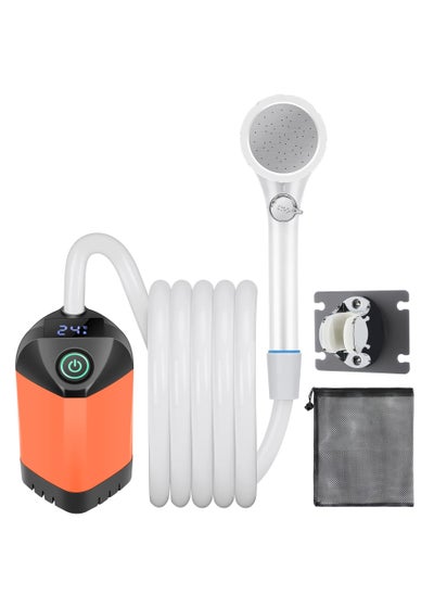 Buy Portable Camp Shower, Camping Shower Pump with 4400mah USB Rechargeable Batteries, Carryable Temperature Display Shower for Camping, Hiking, Traveling in UAE