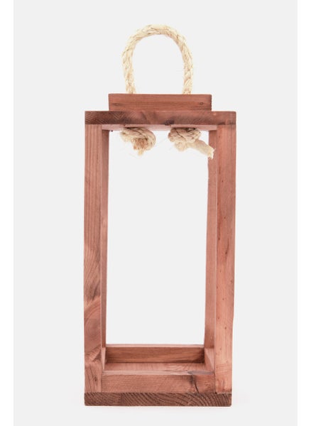 اشتري Wooden Lantern 13 L x 25 H x 13 W cm, Tan في الامارات